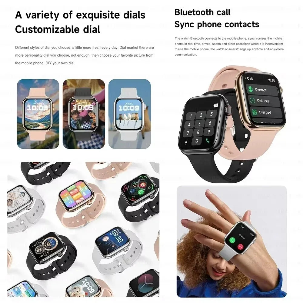 Smartwatch Series X con Llamadas Bluetooth, NFC, Monitoreo de Sueño y Presión Arterial, Carga Inalámbrica, Compatible con Android y iPhone
