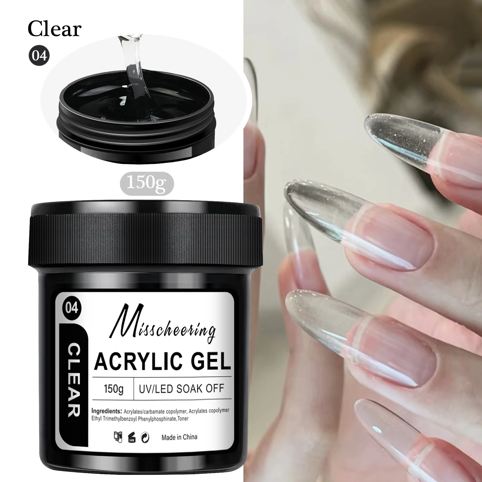 1 tarro 100/150g Gel de uñas de polietileno UV LED curado constructor de uñas Gel de extensión de uñas de cristal acrílico para uñas DIY en salón de casa