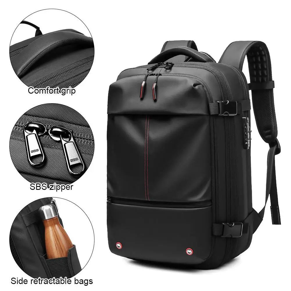 Mochila de viaje multifunción para hombre, bolsa de ordenador de gran capacidad, de compresión al vacío, de TPU, para adolescentes