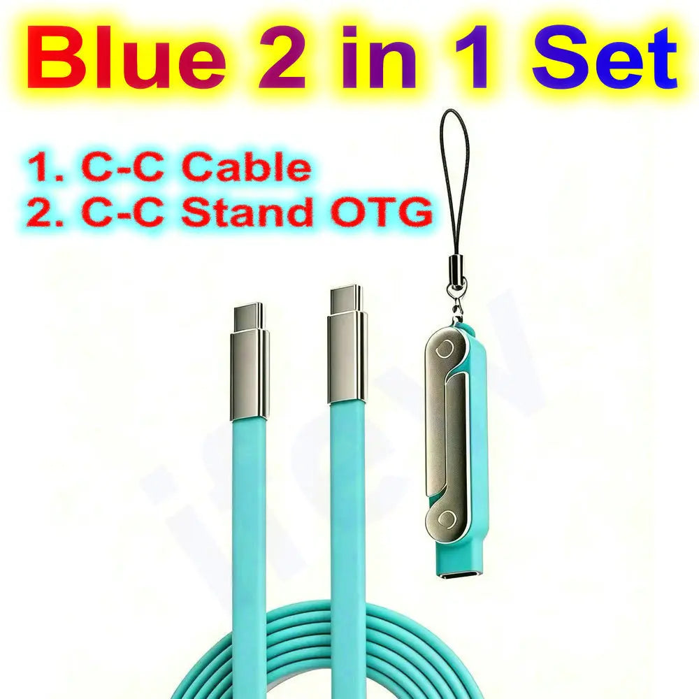 Quick Charge Flat Phone Charger Type C 240W Foldable Stand Fast Charging Kick Cable Stand Holder Cord for IPhone 17 16 Samsung