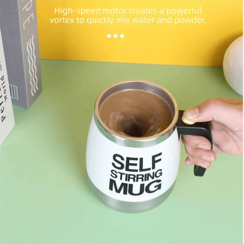 Taza Mezcladora Automática de Acero Inoxidable, Gran Capacidad, Aislamiento Térmico, Mezclador Eléctrico Inteligente, Mango Cómodo con Tapa