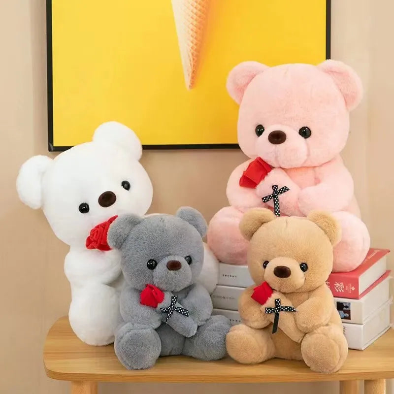 Oso de Peluche con Rosas, Juguete de Peluche, Regalo Romántico para Novia, Día de San Valentín, Cumpleaños y Aniversario