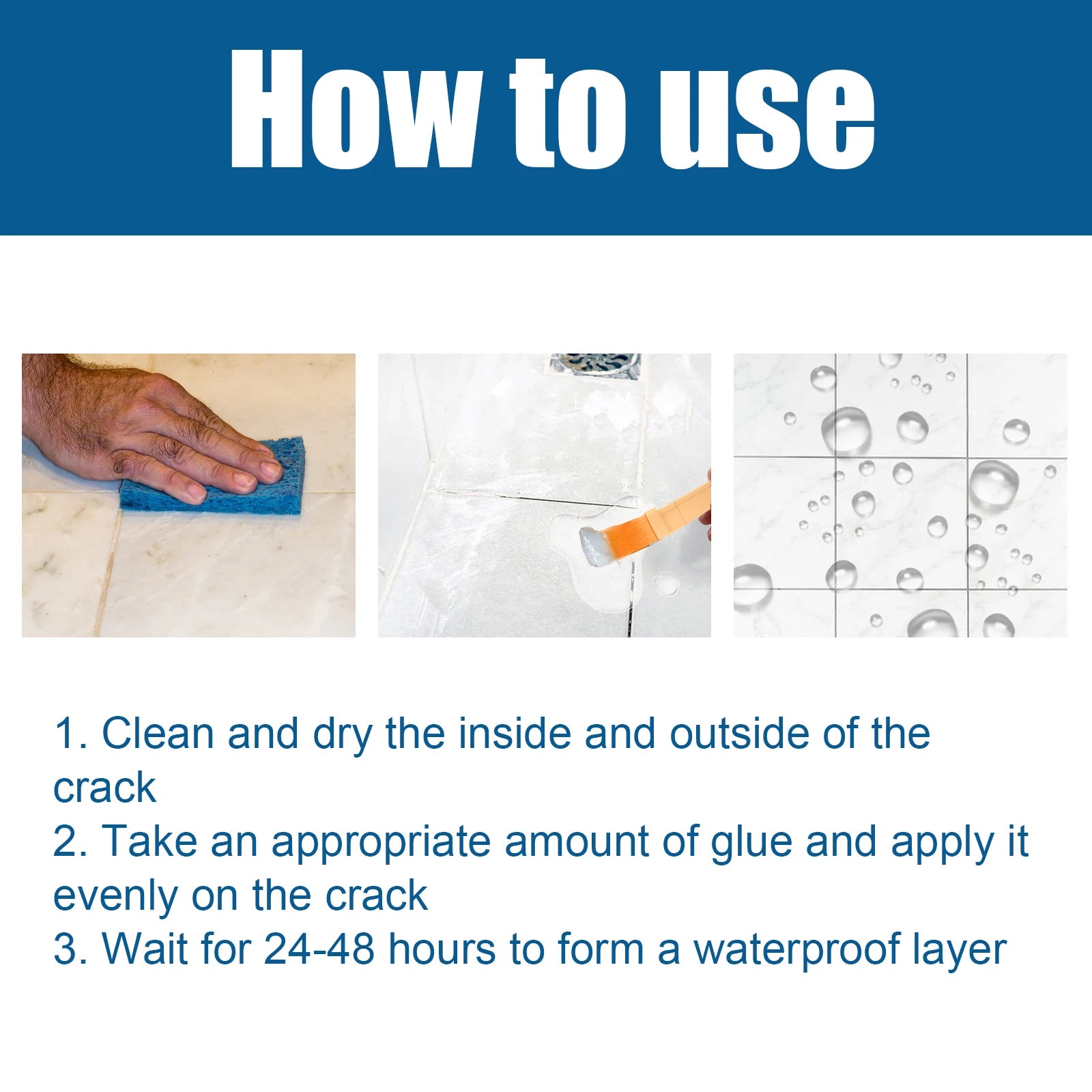Sellador de reparación de fugas de pegamento de revestimiento impermeable transparente para azulejos de techo de balcón de baño pintura transparente Flexible de secado rápido 100g