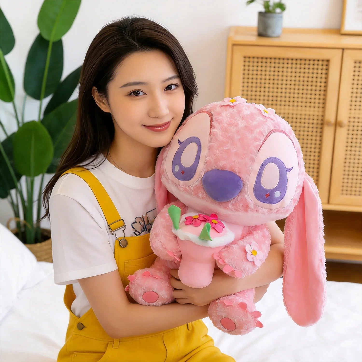 Set de Peluches Disney de 60 cm, Stitch y Angel, Lindos Peluches de Extraterrestres Azules y Rosas, Regalo Perfecto para Niños y Fanáticos del Anime