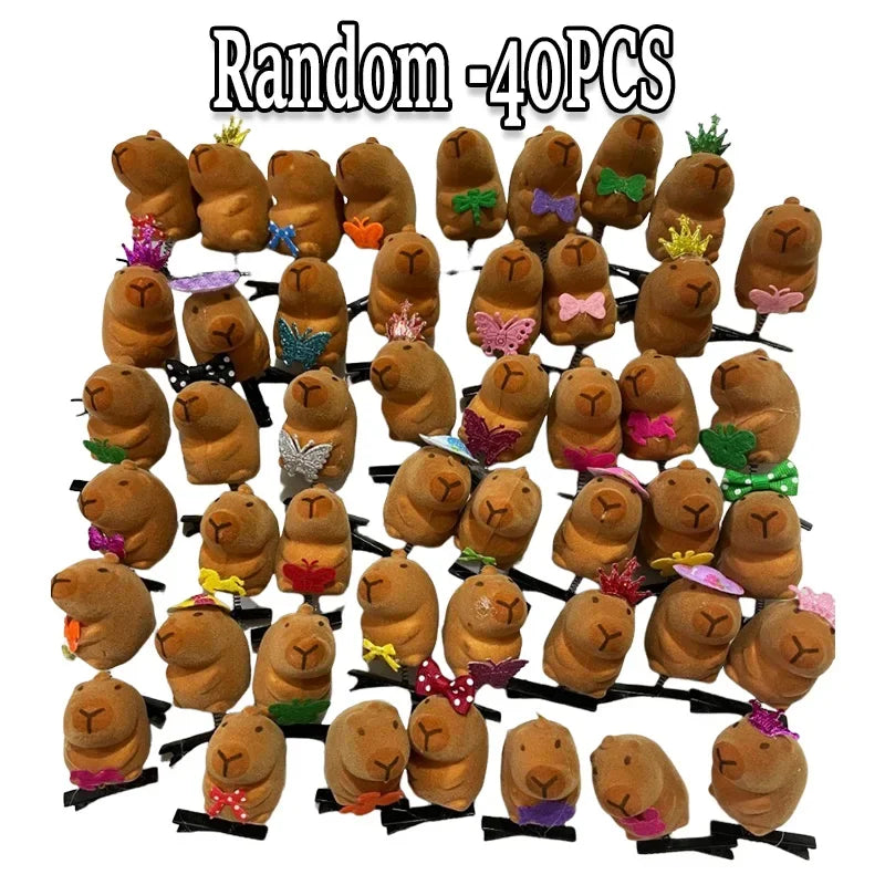 10-100 Uds. Pajarita Kawaii pequeña horquilla de capibara 3D Clip de resorte Clip de pico de pato Clips de flequillo Clips laterales accesorios para el cabello