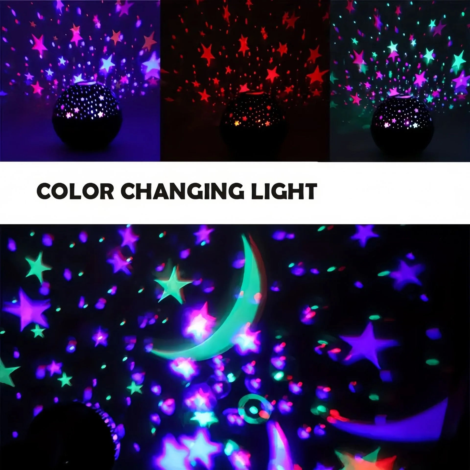 Luces nocturnas RGB, proyector de luz LED, Luna estrellada, lámpara de proyección de galaxia, 5V, USB para regalo de Navidad para niños, decoraciones para habitación