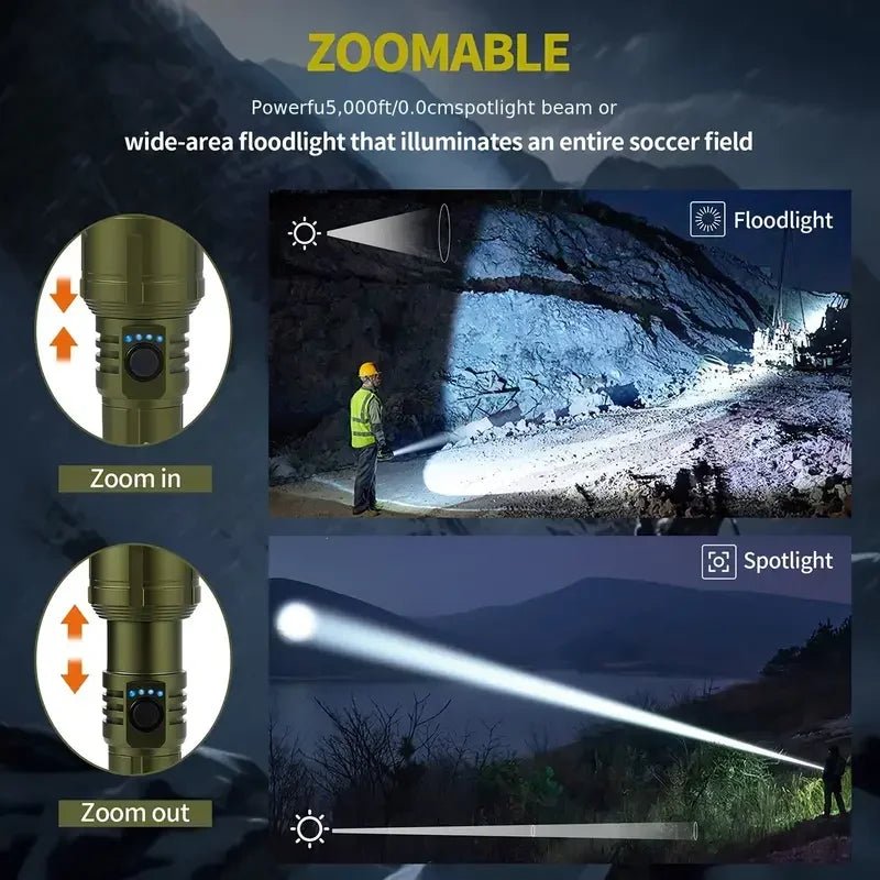 Linterna ultrapotente, linterna de encendido concentrado, lámpara táctica militar impermeable, antorcha de aventura para acampar al aire libre