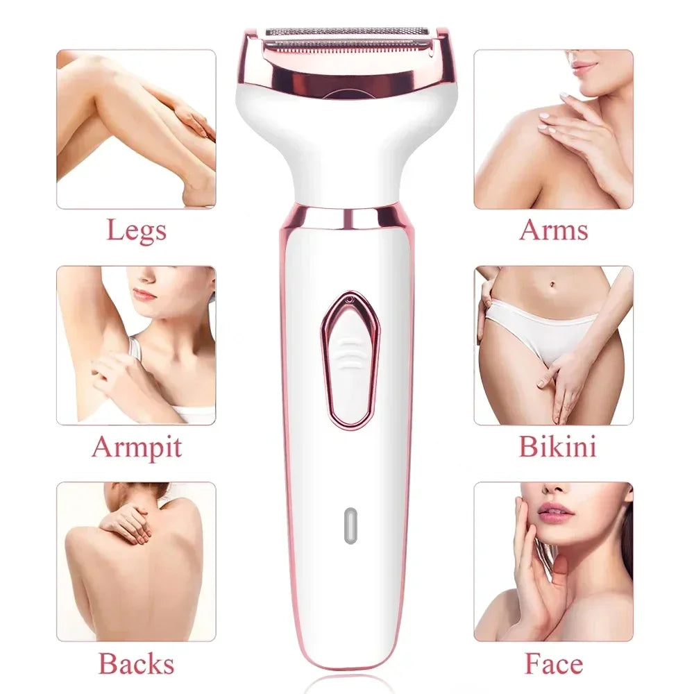 Afeitadora eléctrica 4 en 1 para mujer, afeitadora corporal, recortadora de pelo para axila, Bikini, brazo, pierna, cara, bigote, portátil, indolora