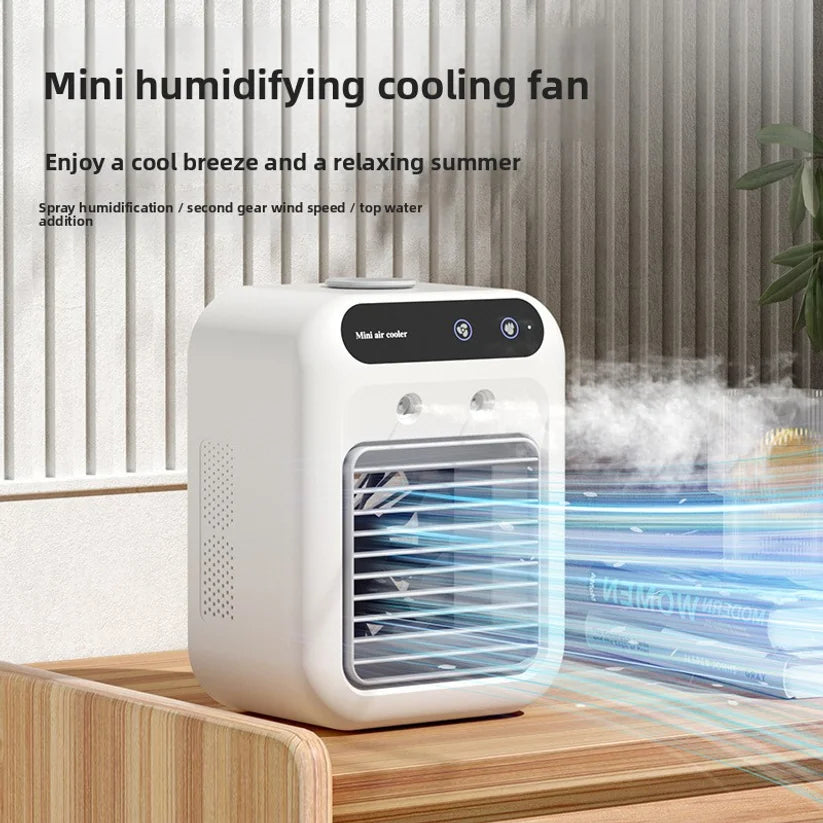 Ventilador de aire acondicionado pequeño con USB, humidificación por pulverización, Mini ventilador de aire acondicionado pequeño, ventilador de refrigeración de escritorio, ventilador móvil para dormitorio