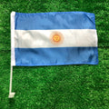 Bandera de coche de Argentina personalizada, Bandera de agitación de coche de Argentina, bandera nacional, Bandera de agitación de portador estándar con asta de bandera de plástico, 30x45cm
